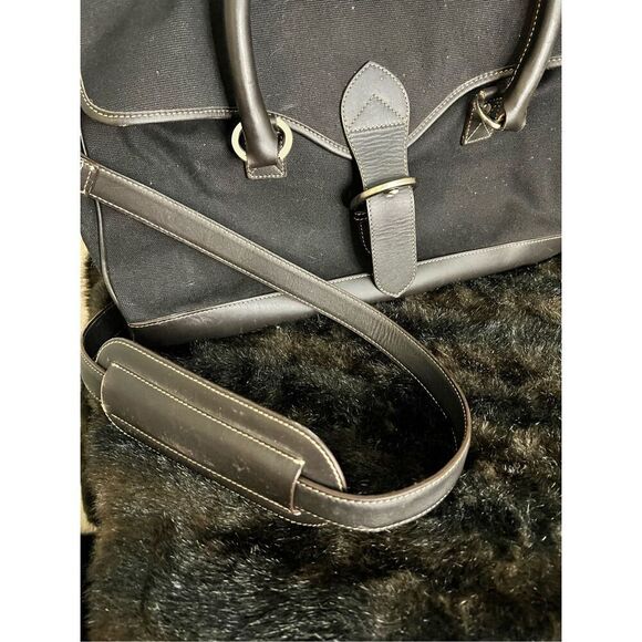 Levenger leather canvas messenger bag duffel bag - Picture 4 of 6